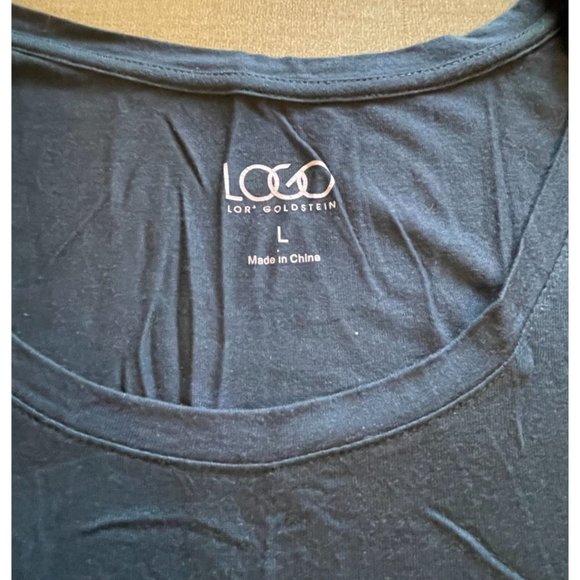 Logo Lori Goldstein High Low Hem Scoop Neck Top Tunic Size Large Rayon Spandex - Picture 4 of 7